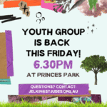 Youth Group is back this Friday: 6.30pm at Princes Park